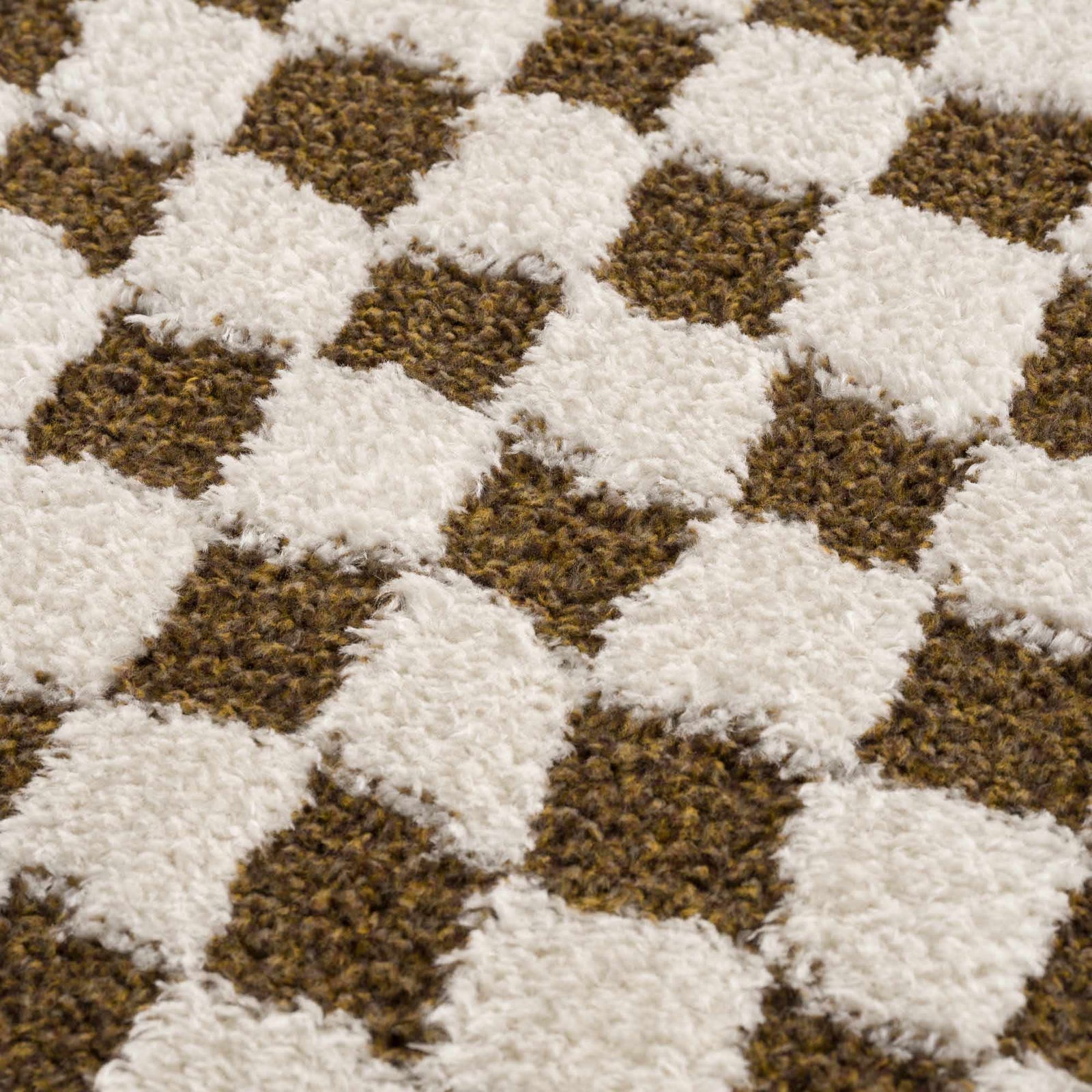 Alfombra de cuadros blancos y marrones Leryn