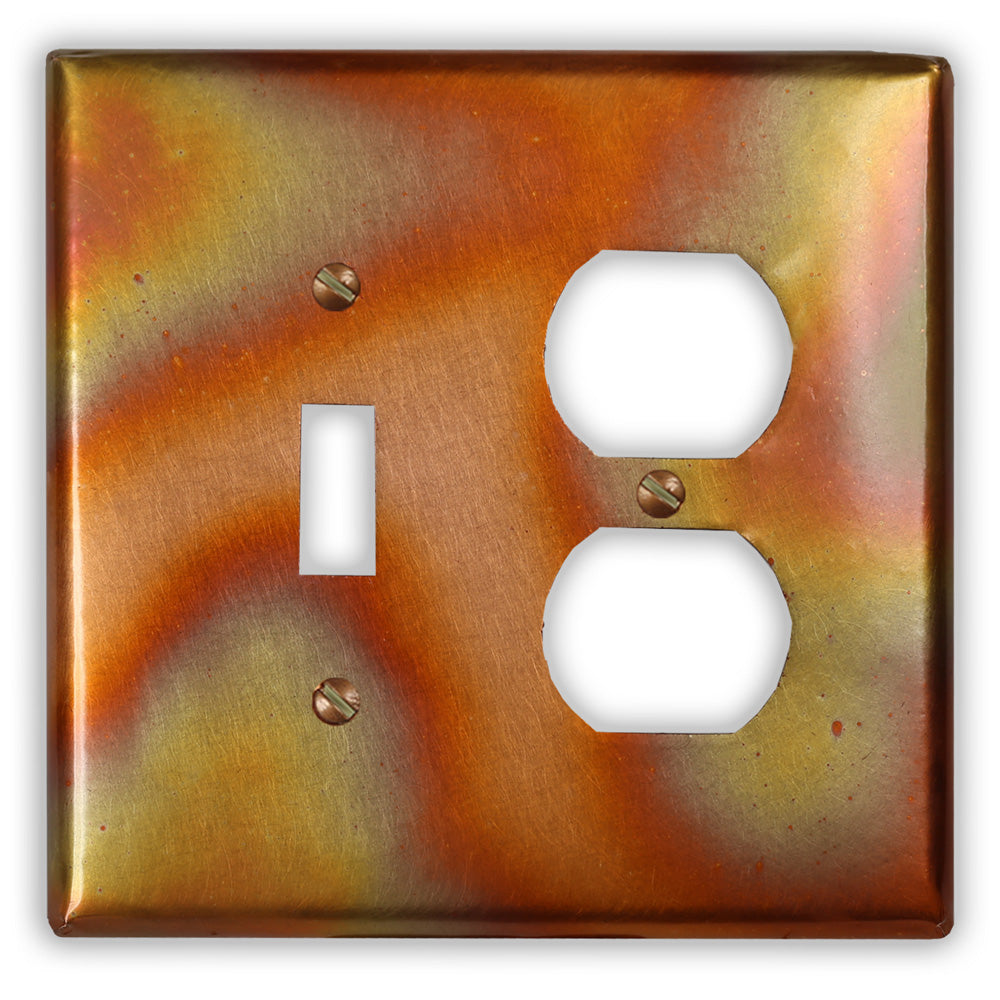 Flamed Copper - 1 Toggle / 1 Duplex Wallplate