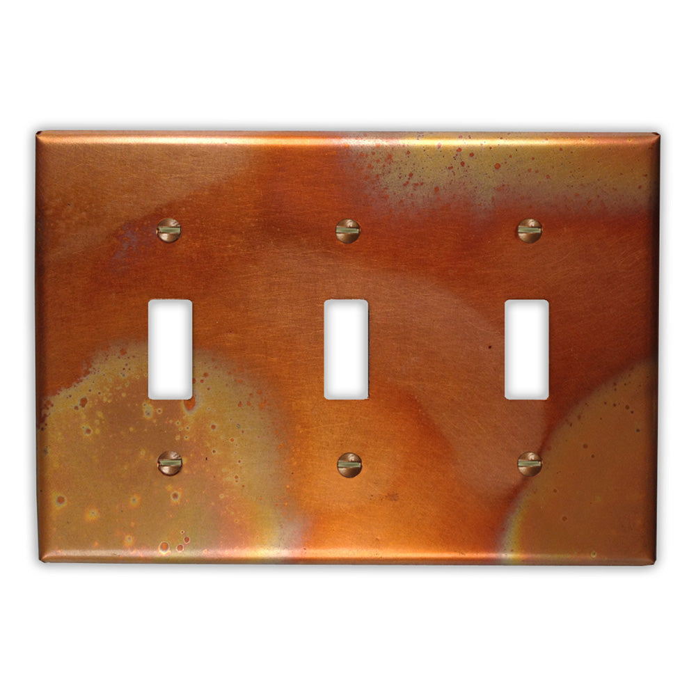 Flamed Copper - 3 Toggle Wallplate