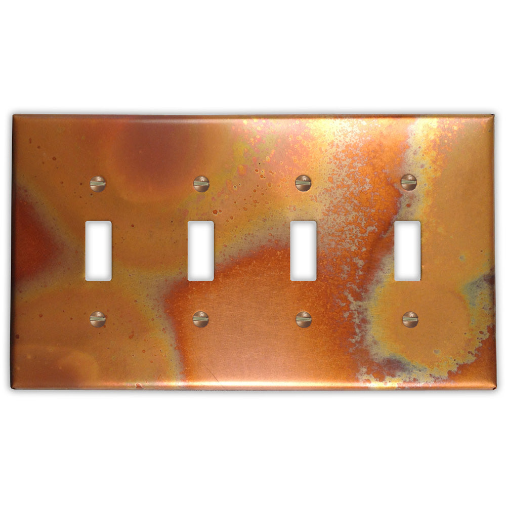 Flamed Copper - 4 Toggle Wallplate