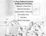 DaDa Bedding Bed in a Bag Bundle Set - Radiant Sunshine Yellow Hummingbirds Floral Bedding Set (JHW-925)
