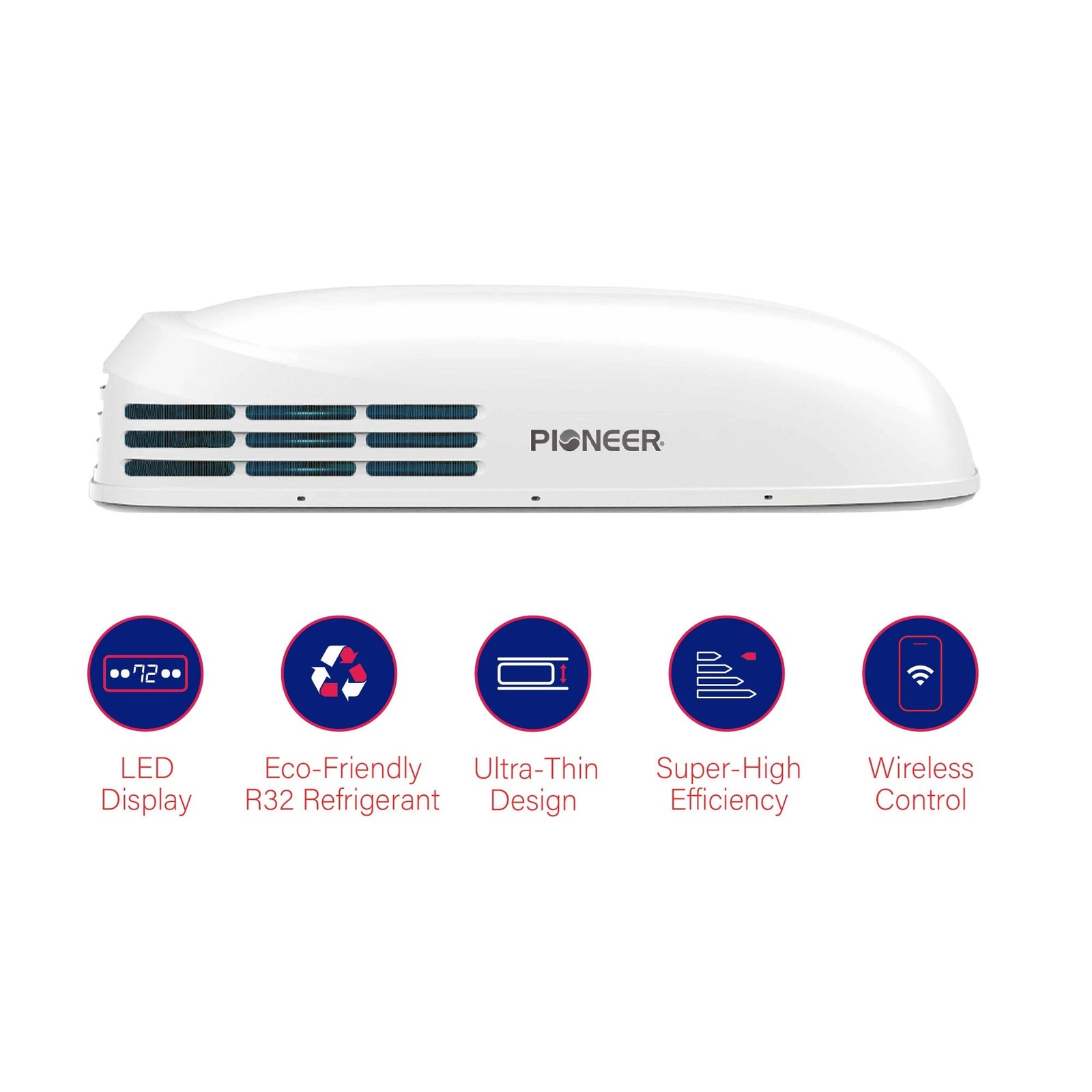 Aire acondicionado de techo Pioneer® de 13 500 BTU con inversor completo para RV, bomba de calor, 115 V