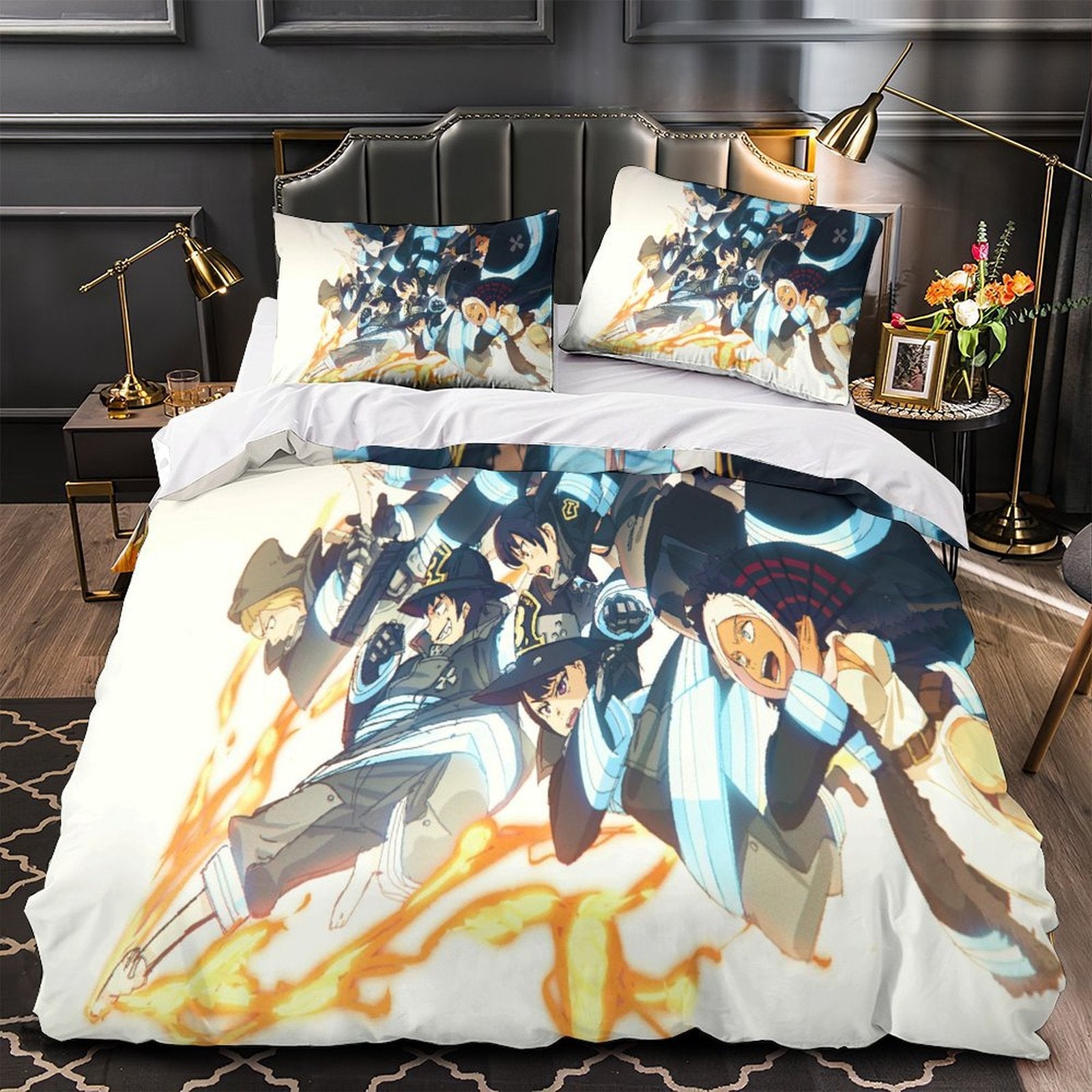 Fire Force Bedding Set Pattern Quilt Cover Without Filler