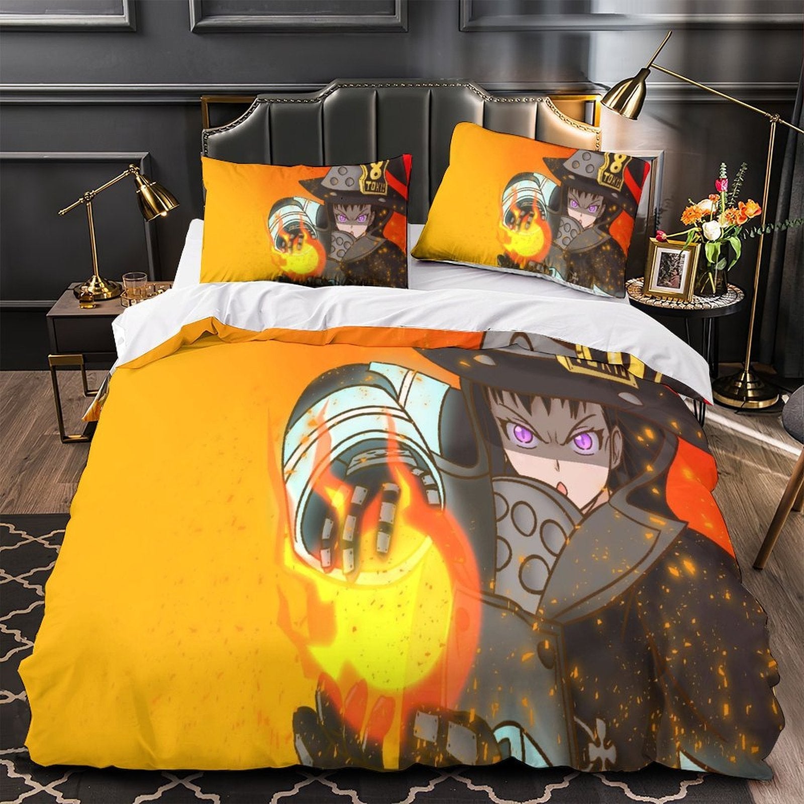 Fire Force Bedding Set Pattern Quilt Cover Without Filler