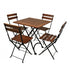 Five Piece Dining Set with 28" Square European Chestnut Wood Slats Top and Four 5508 Folding Chairs