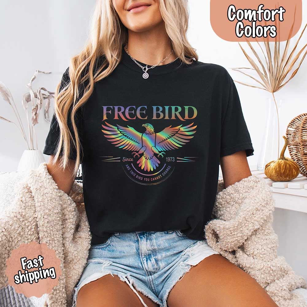 Free Bird Women’s Comfort Colors Tee – Vintage Rock Band T-Shirt with Retro Music Vibes