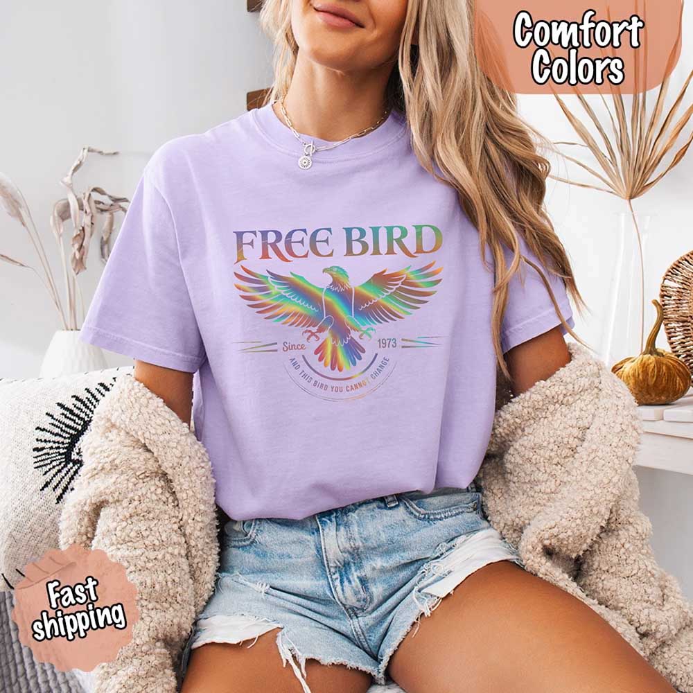 Free Bird Women’s Comfort Colors Tee – Vintage Rock Band T-Shirt with Retro Music Vibes