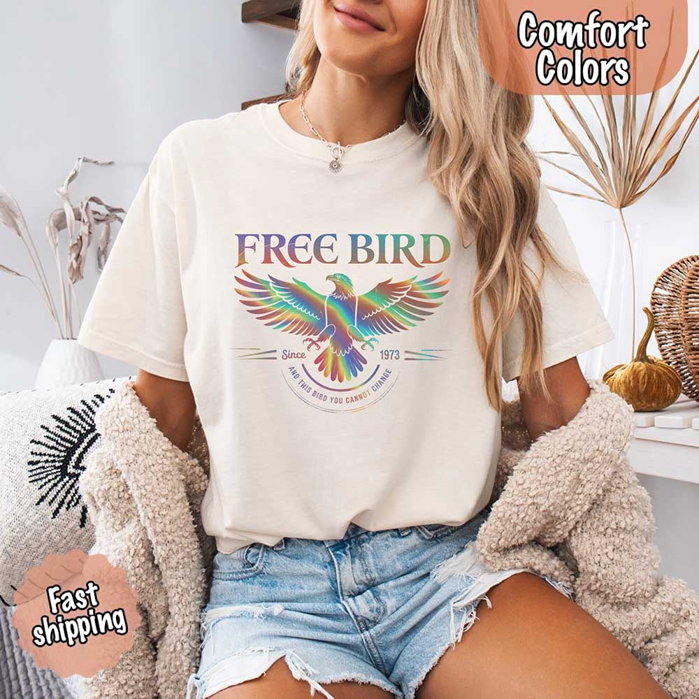 Free Bird Women’s Comfort Colors Tee – Vintage Rock Band T-Shirt with Retro Music Vibes