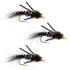 3 Pack Tungsten Bead Head Rubber Legs Black Gold-Ribbed Hare's Ear Trout Fly Nymph - Hook Size 12