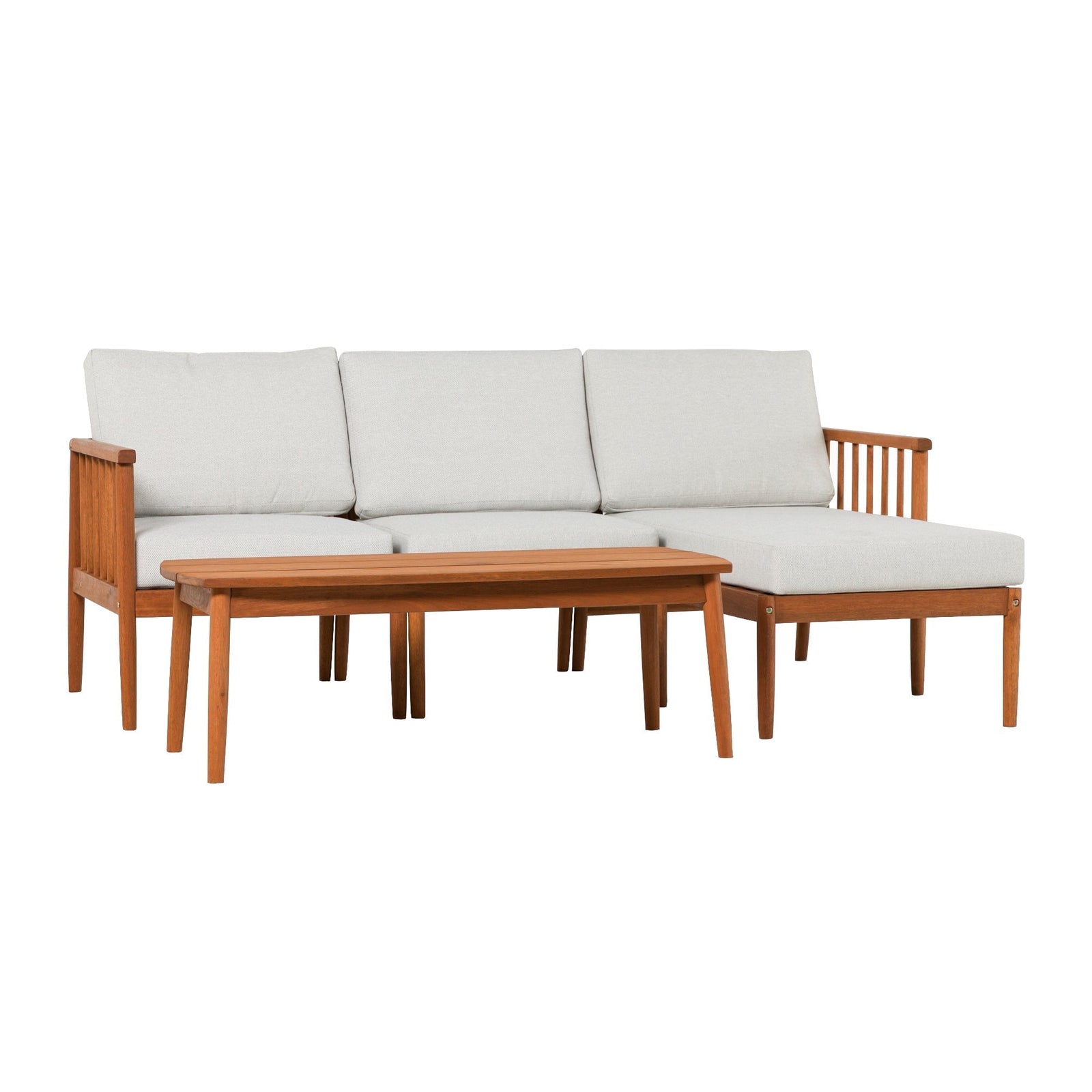 Conjunto modular de exterior en forma de L de madera maciza con husillo de 4 piezas Circa Modern