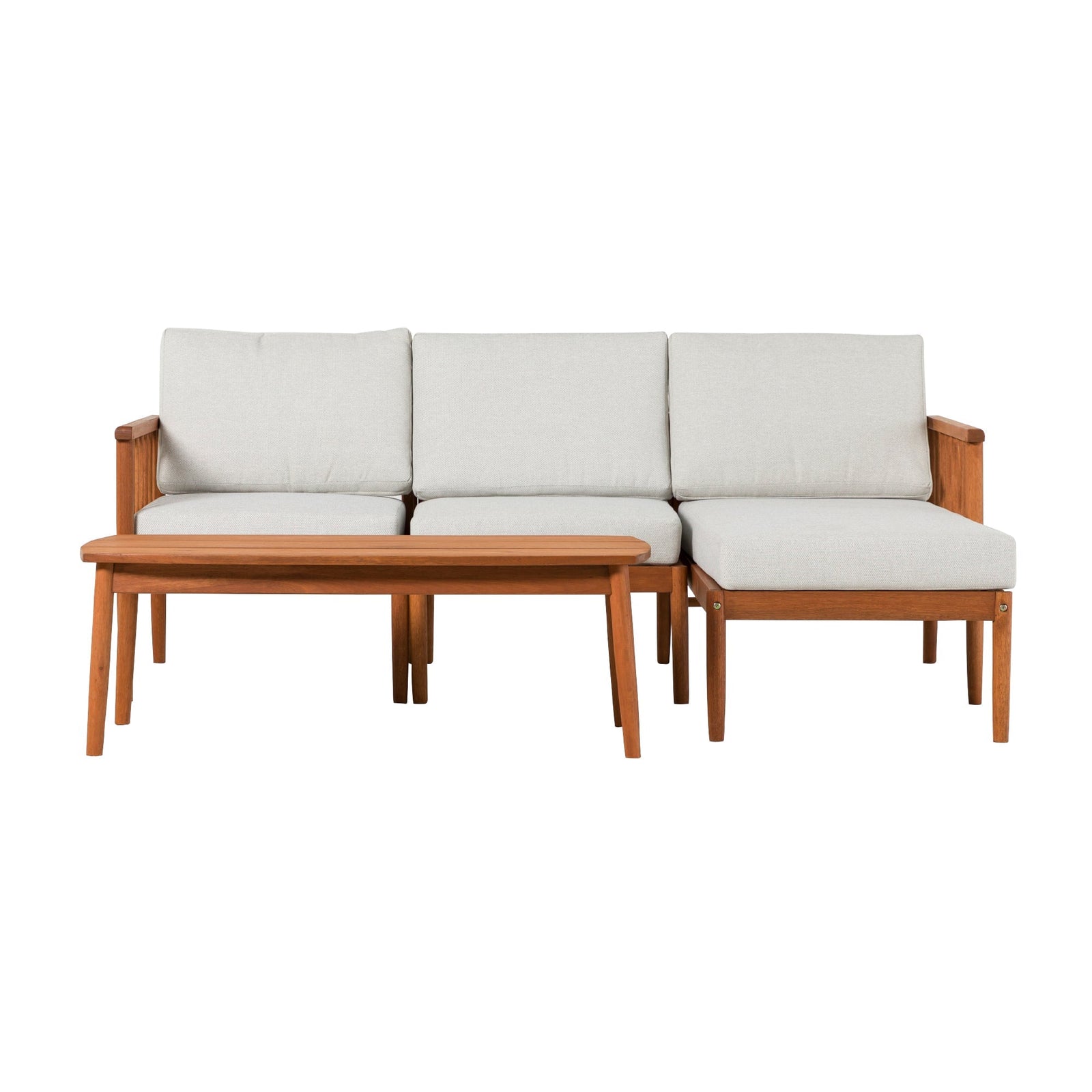 Conjunto modular de exterior en forma de L de madera maciza con husillo de 4 piezas Circa Modern