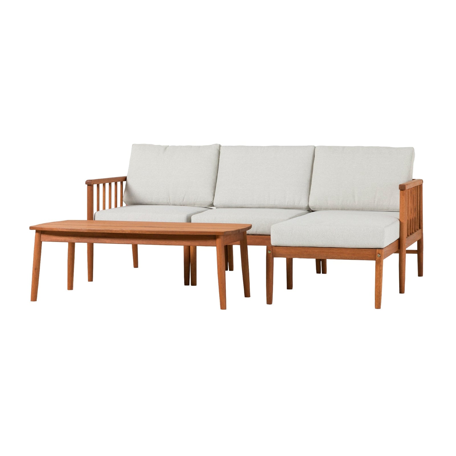 Conjunto modular de exterior en forma de L de madera maciza con husillo de 4 piezas Circa Modern