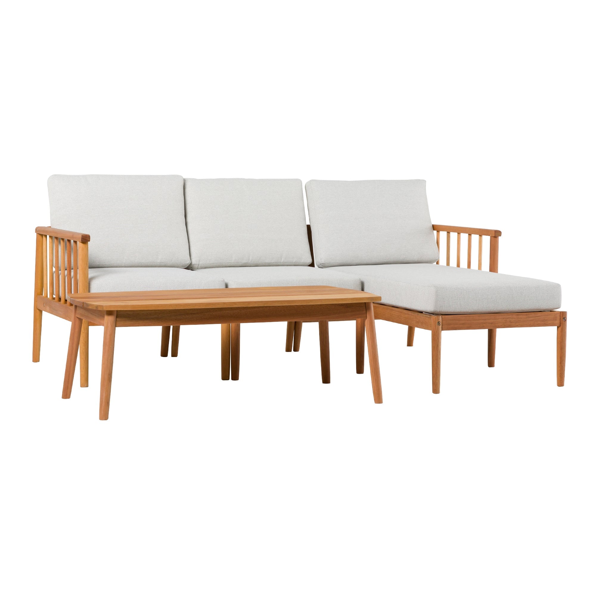 Conjunto modular de exterior en forma de L de madera maciza con husillo de 4 piezas Circa Modern