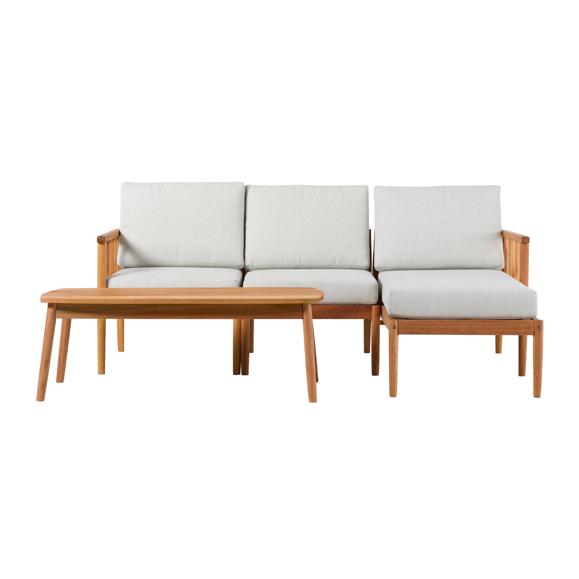 Conjunto modular de exterior en forma de L de madera maciza con husillo de 4 piezas Circa Modern