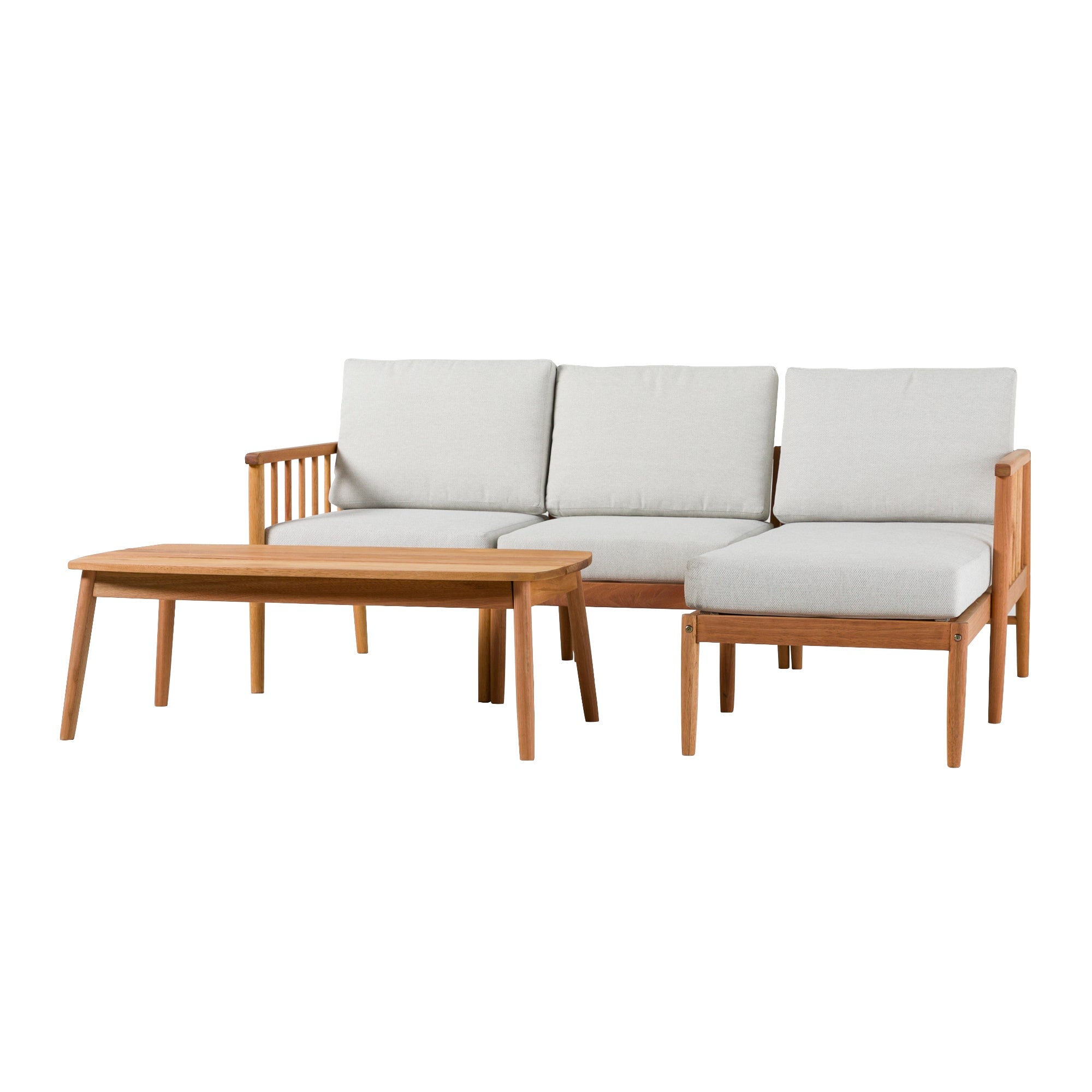 Conjunto modular de exterior en forma de L de madera maciza con husillo de 4 piezas Circa Modern