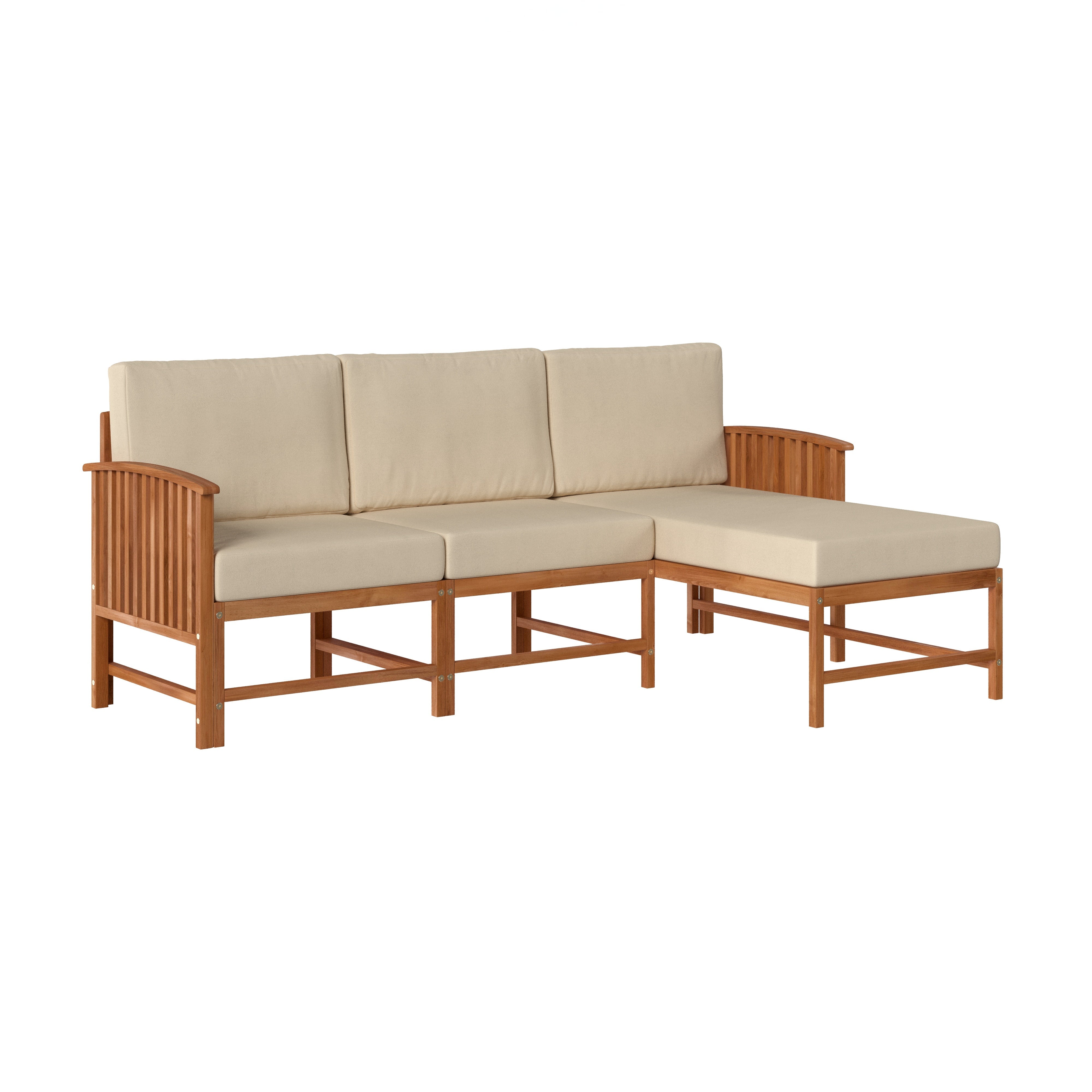 Conjunto de tres piezas de muebles modulares para exteriores de madera maciza Midland Modern