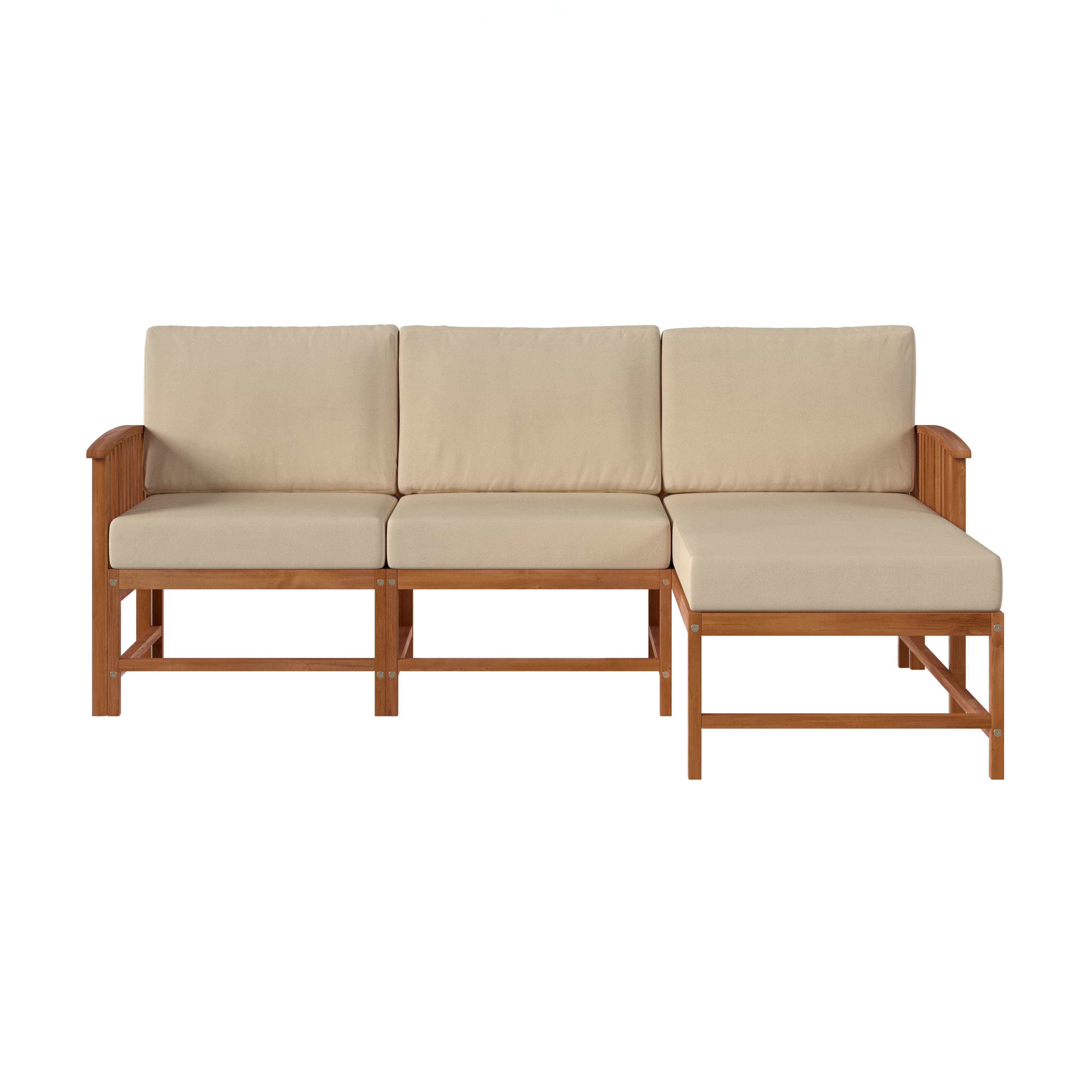 Conjunto de tres piezas de muebles modulares para exteriores de madera maciza Midland Modern