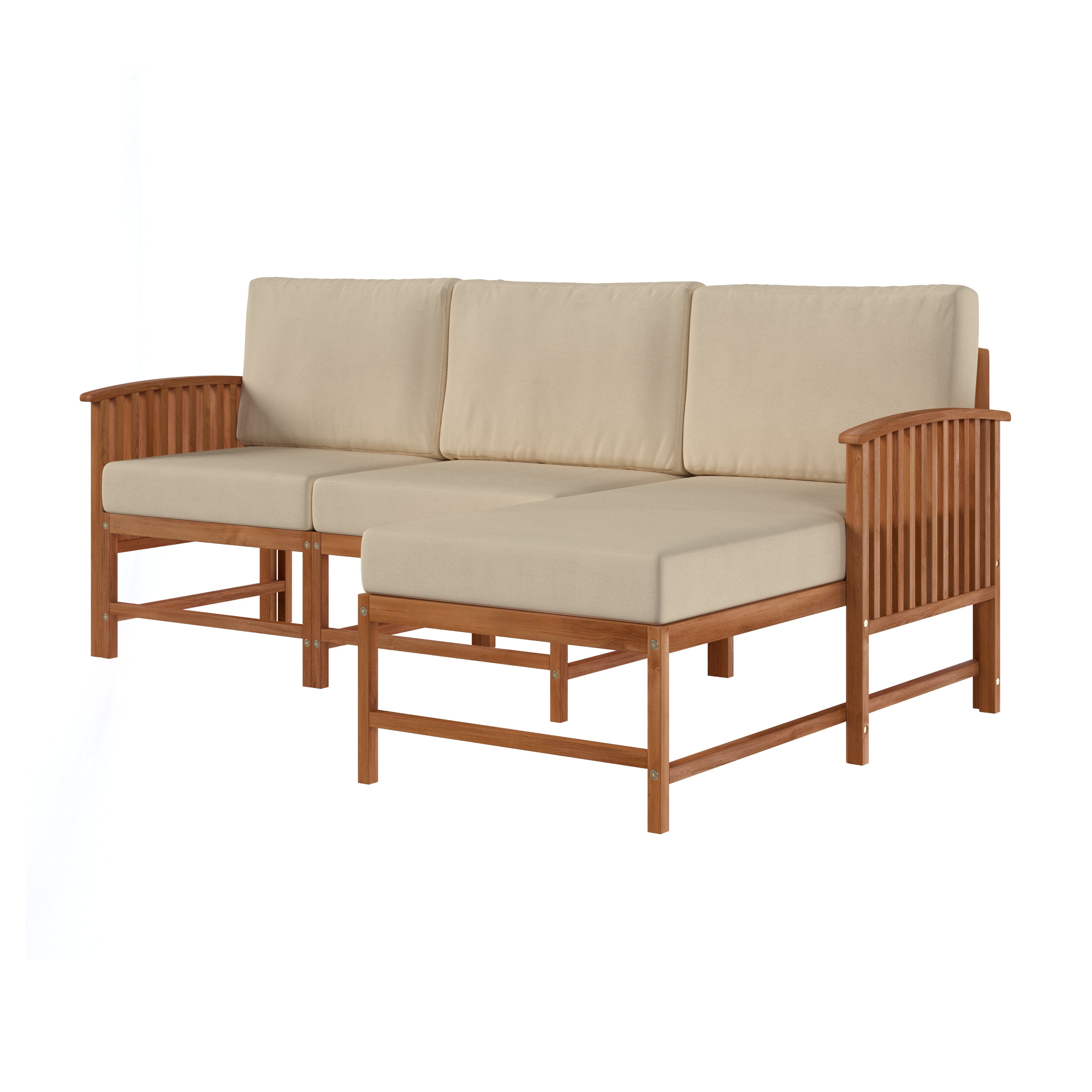 Conjunto de tres piezas de muebles modulares para exteriores de madera maciza Midland Modern