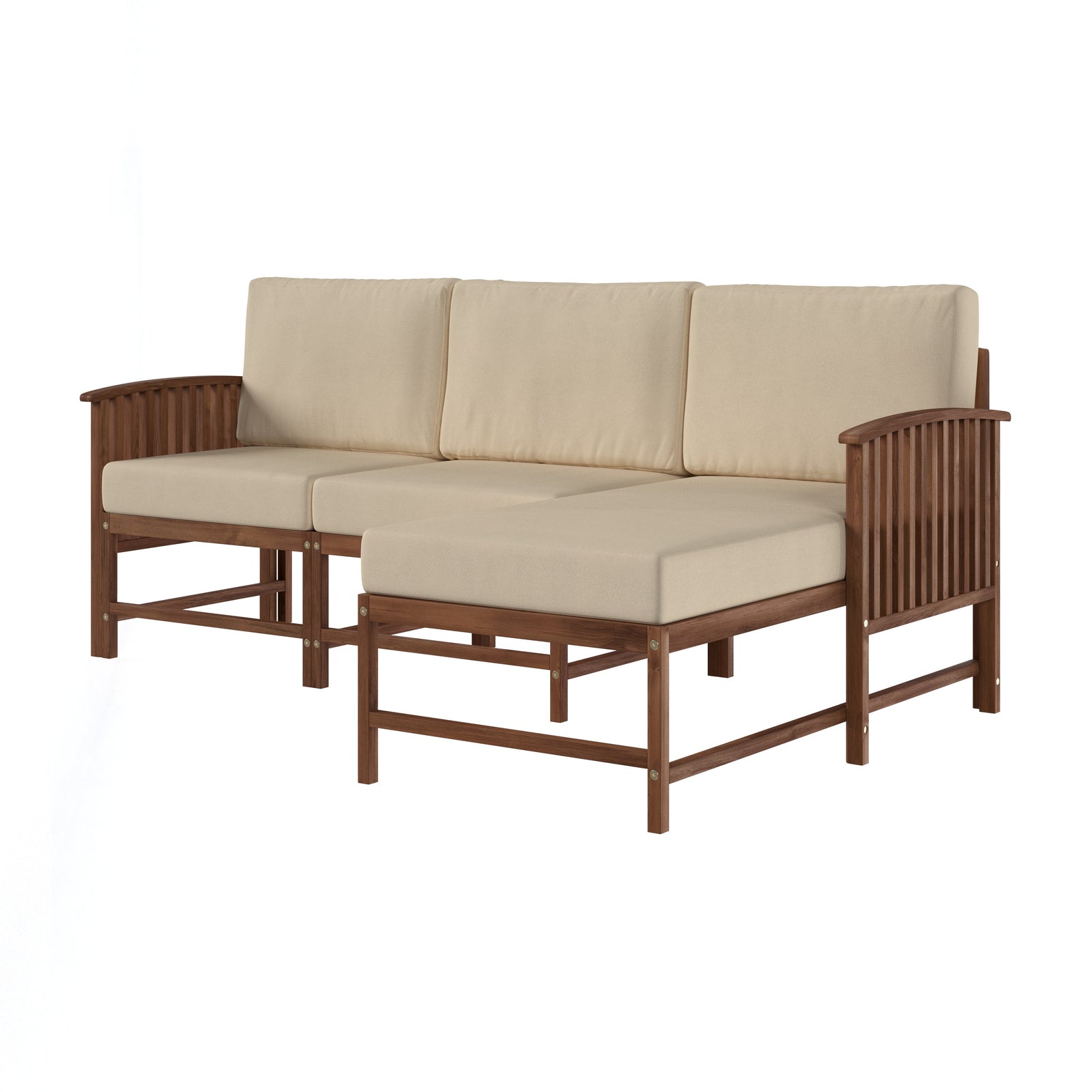 Conjunto de tres piezas de muebles modulares para exteriores de madera maciza Midland Modern