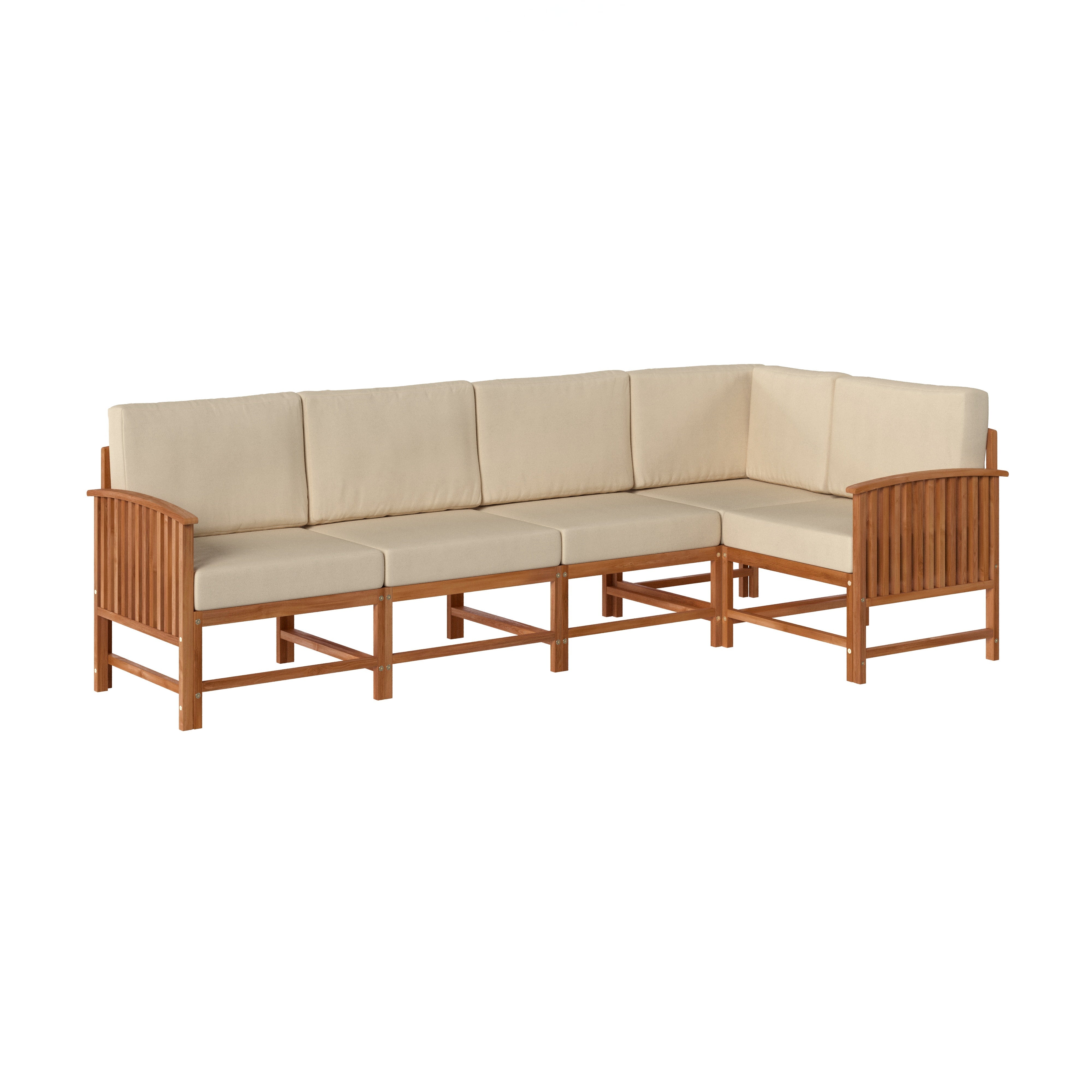 Conjunto de 5 piezas de muebles modulares para exteriores de madera maciza Midland Modern