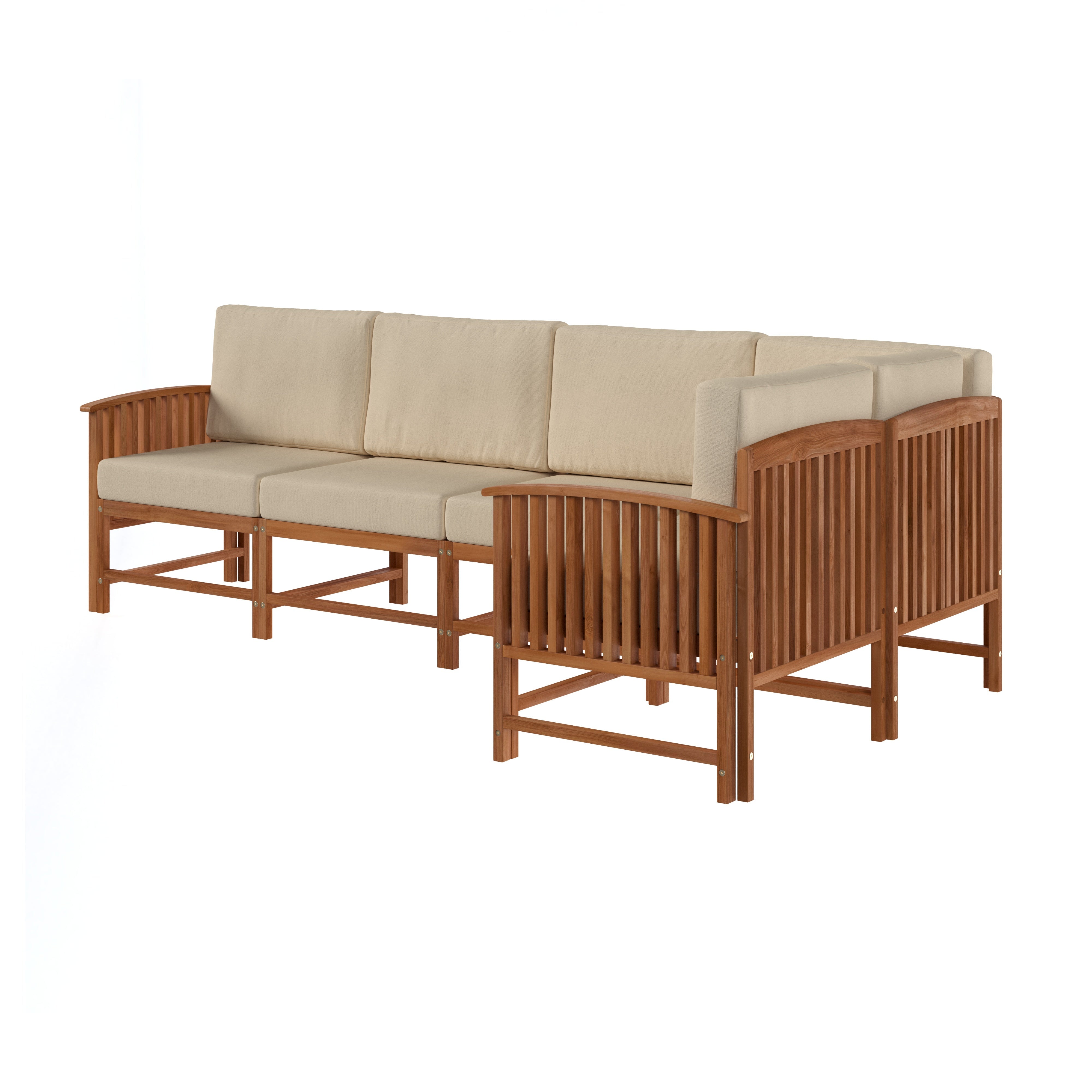 Conjunto de 5 piezas de muebles modulares para exteriores de madera maciza Midland Modern