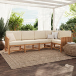 Conjunto de 5 piezas de muebles modulares para exteriores de madera maciza Midland Modern
