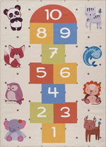 Alfombra lavable para niños con diseño de rayuela de colores de Lundy