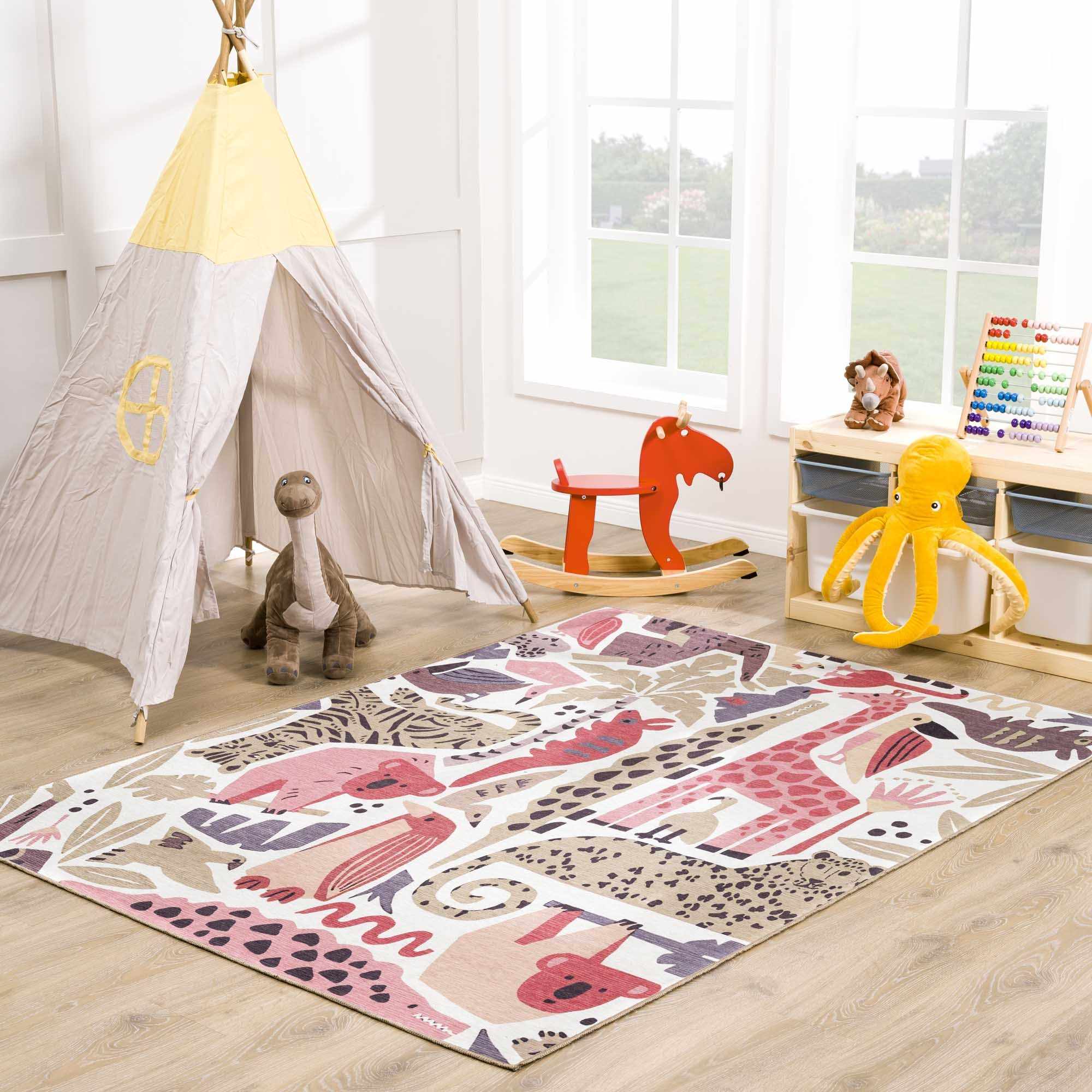Alfombra infantil lavable con estampado animal de Natal