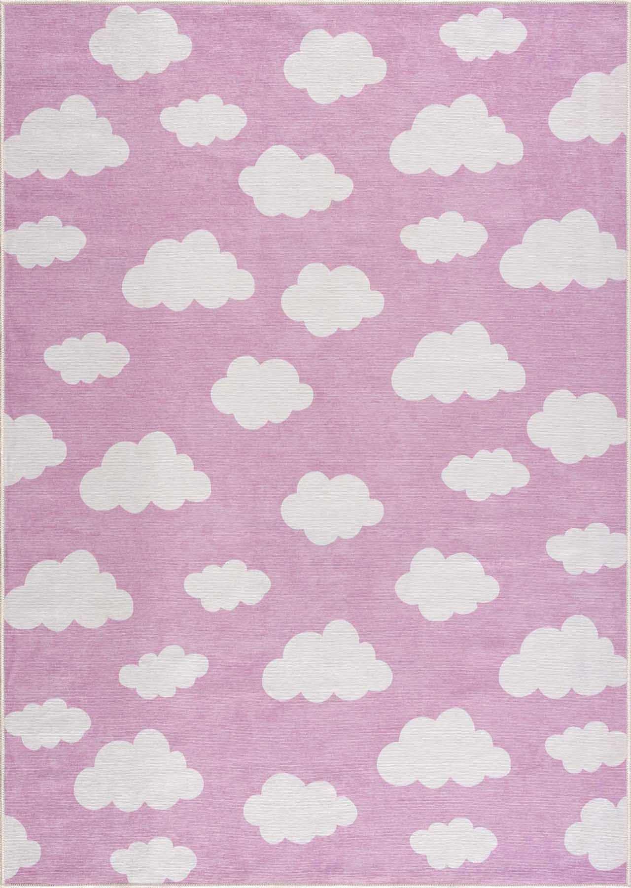 Alfombra lavable para niños con diseño de nubes rosas de Nizar