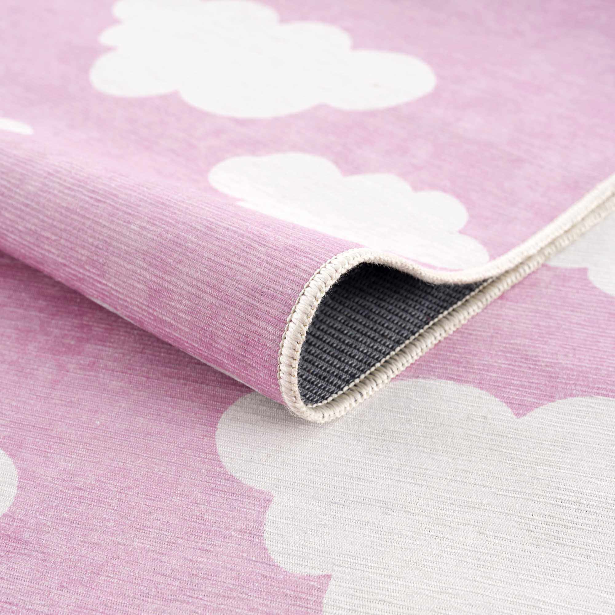 Alfombra lavable para niños con diseño de nubes rosas de Nizar