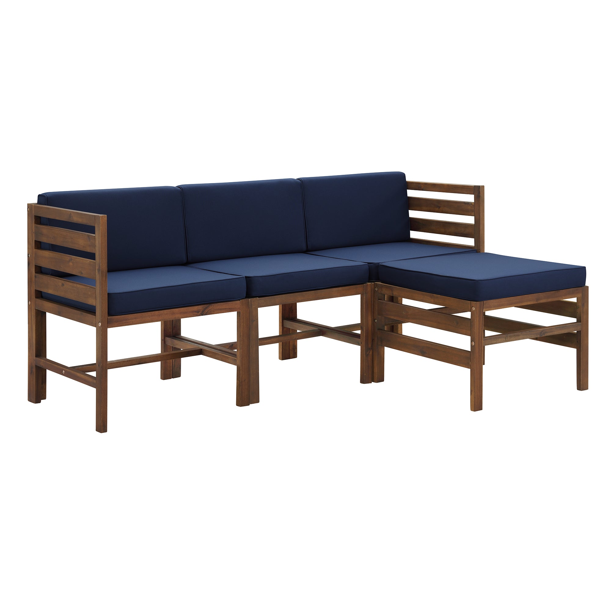 Conjunto modular de acacia de 4 piezas con otomana Sanibel