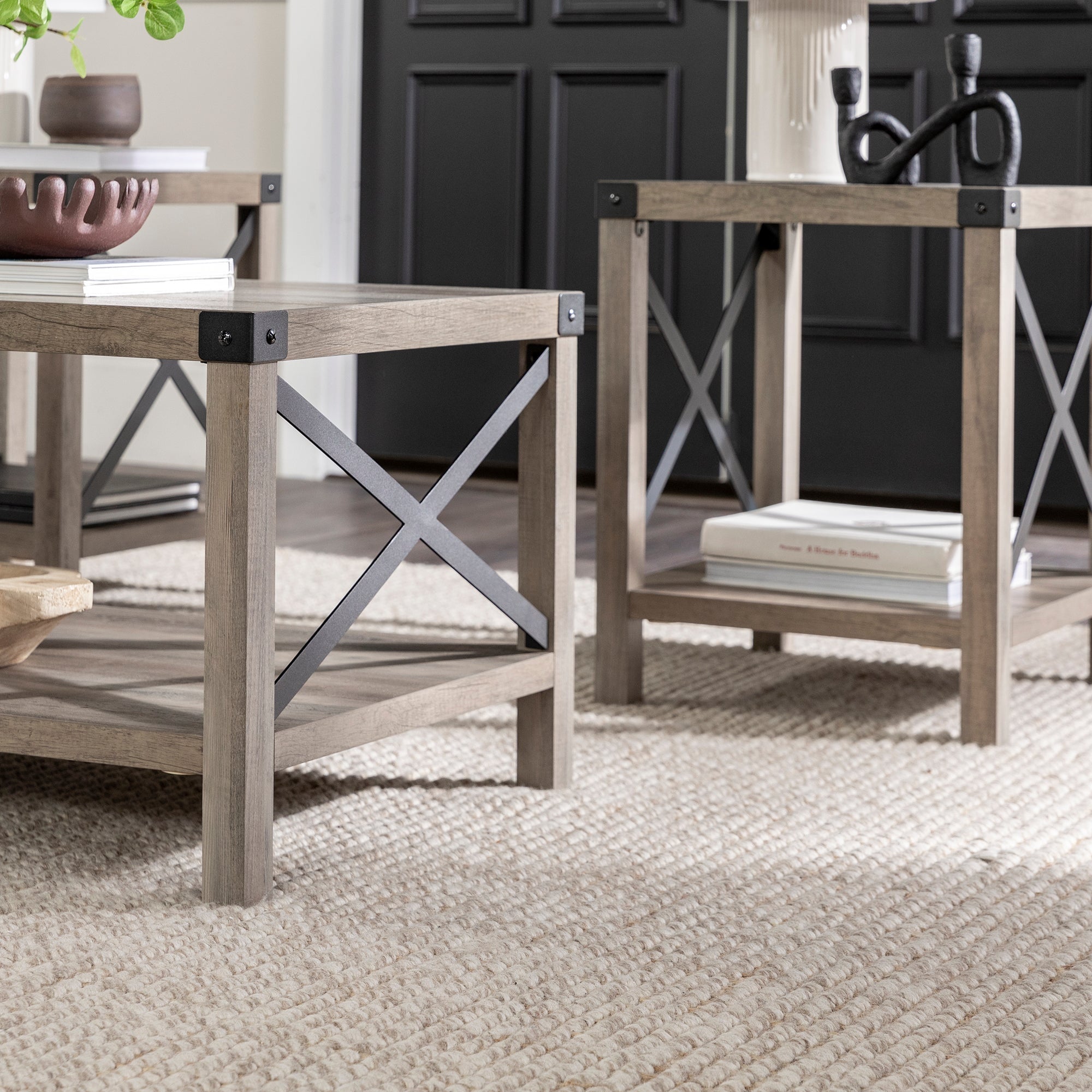 3-Piece Barndoor Accent Table Set