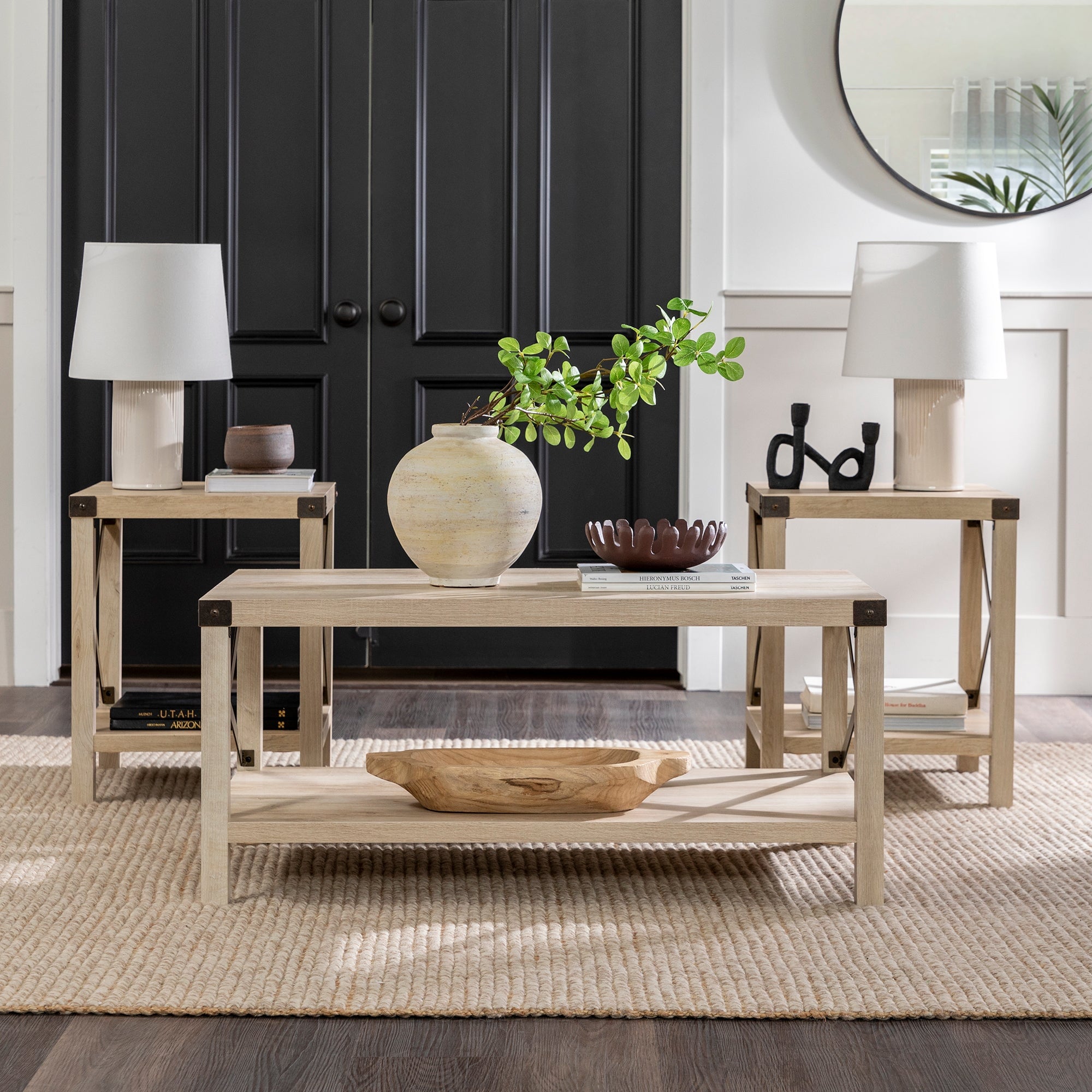 3-Piece Barndoor Accent Table Set