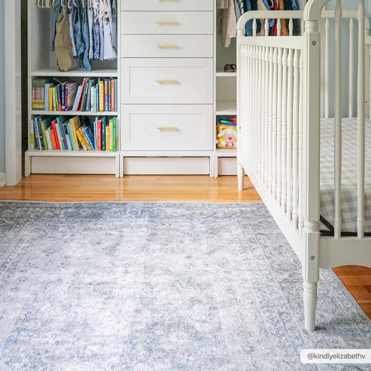 Alfombra lavable de pelo plano azul Gael