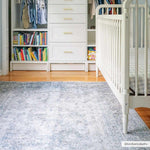 Alfombra lavable de pelo plano azul Gael