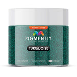 Pigmento en polvo epoxi con purpurina turquesa 