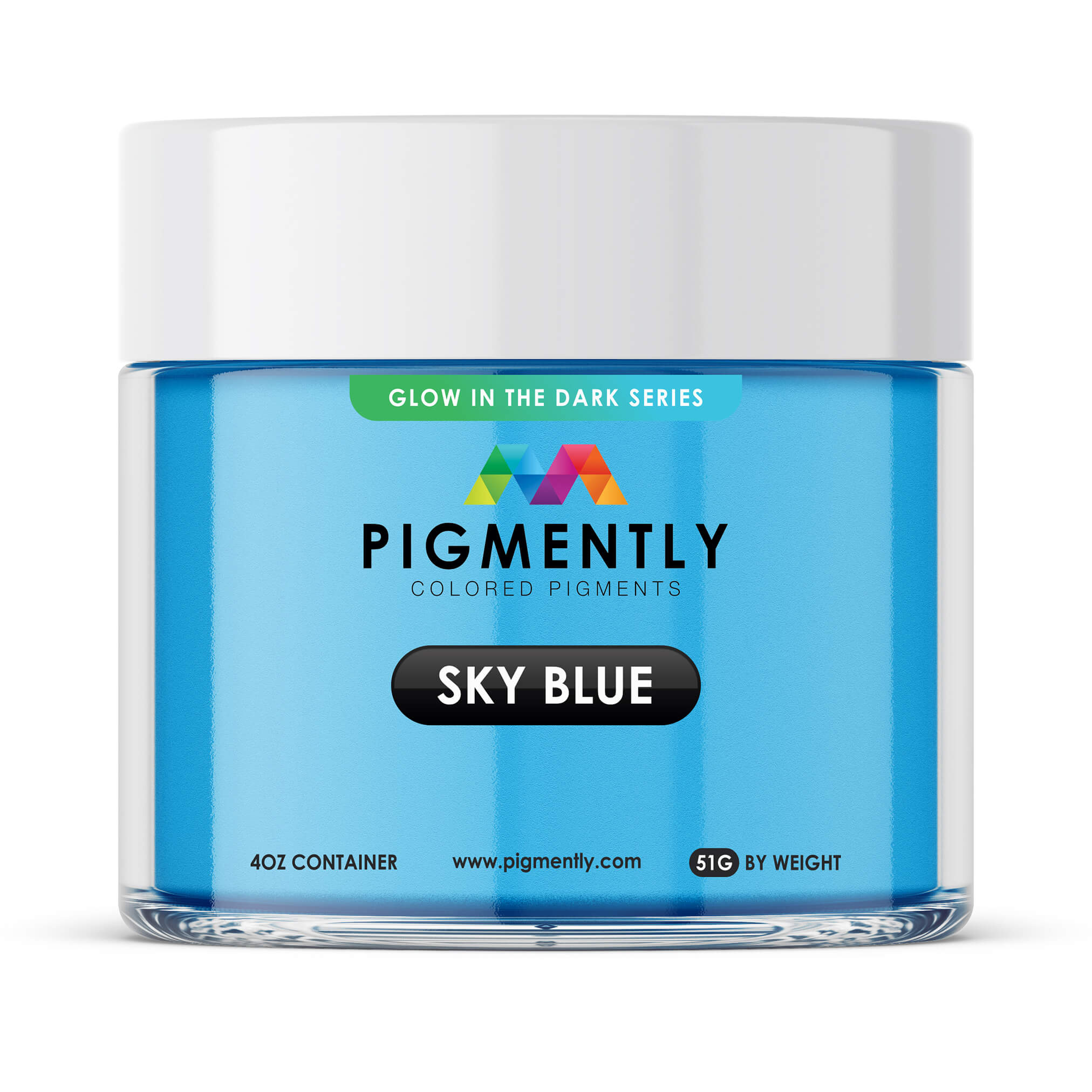 Pigmento epoxi en polvo que brilla en la oscuridad de color azul cielo