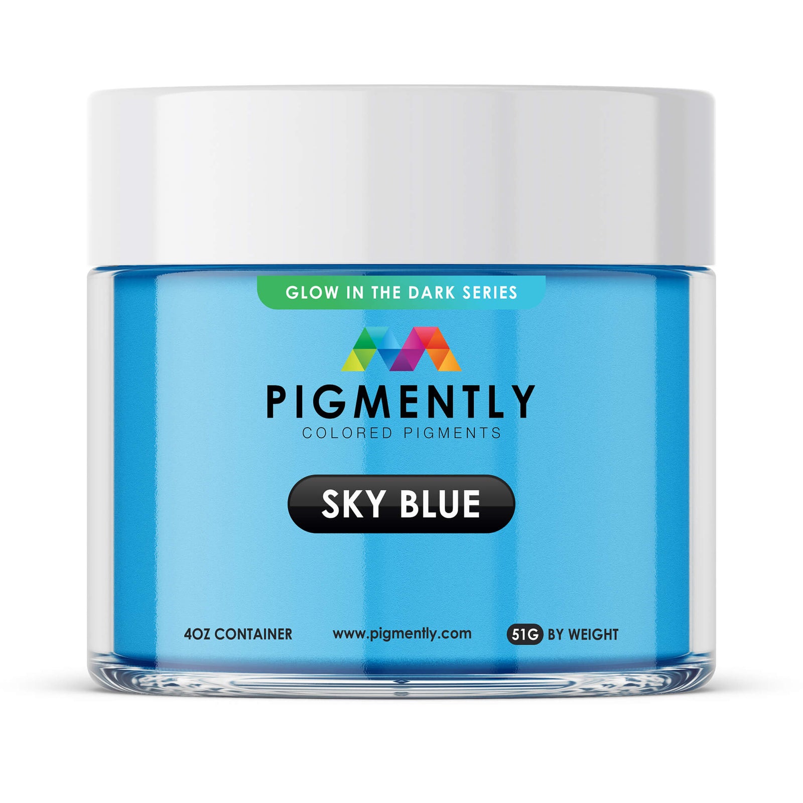 Pigmento epoxi en polvo que brilla en la oscuridad de color azul cielo