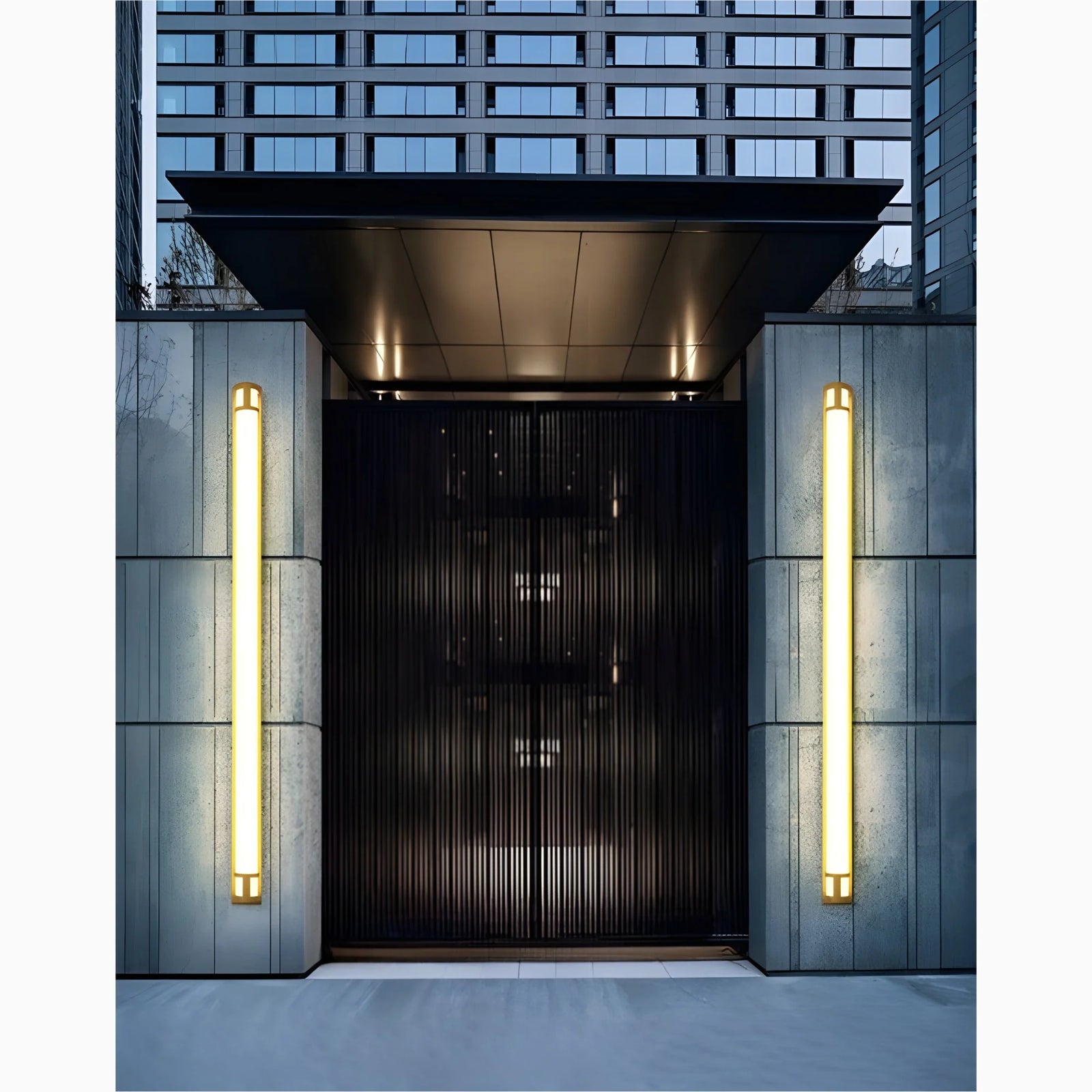 Lámpara de pared LED larga impermeable para exteriores, color negro y dorado, para jardín, villa y porche