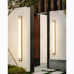 Lámpara de pared LED larga impermeable para exteriores, color negro y dorado, para jardín, villa y porche
