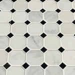 Mosaico de mármol pulido blanco griego de 30 x 30 cm, montado en malla, 5 cm, octogonal - Colección MSI