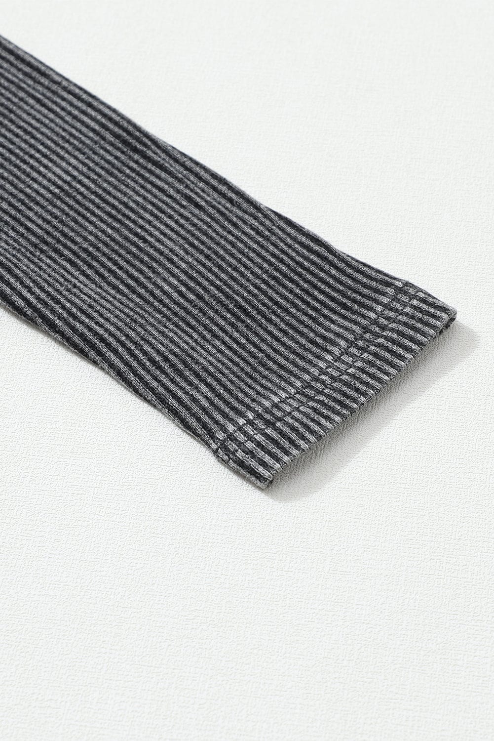 Dark Grey Ribbed Knit Henley