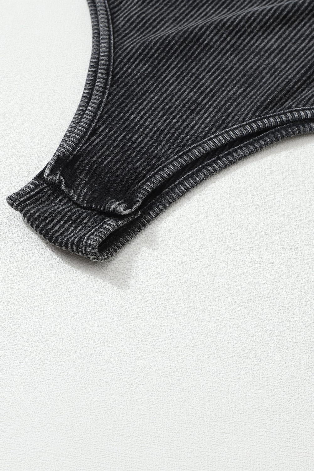 Dark Grey Ribbed Knit Henley