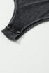 Dark Grey Ribbed Knit Henley
