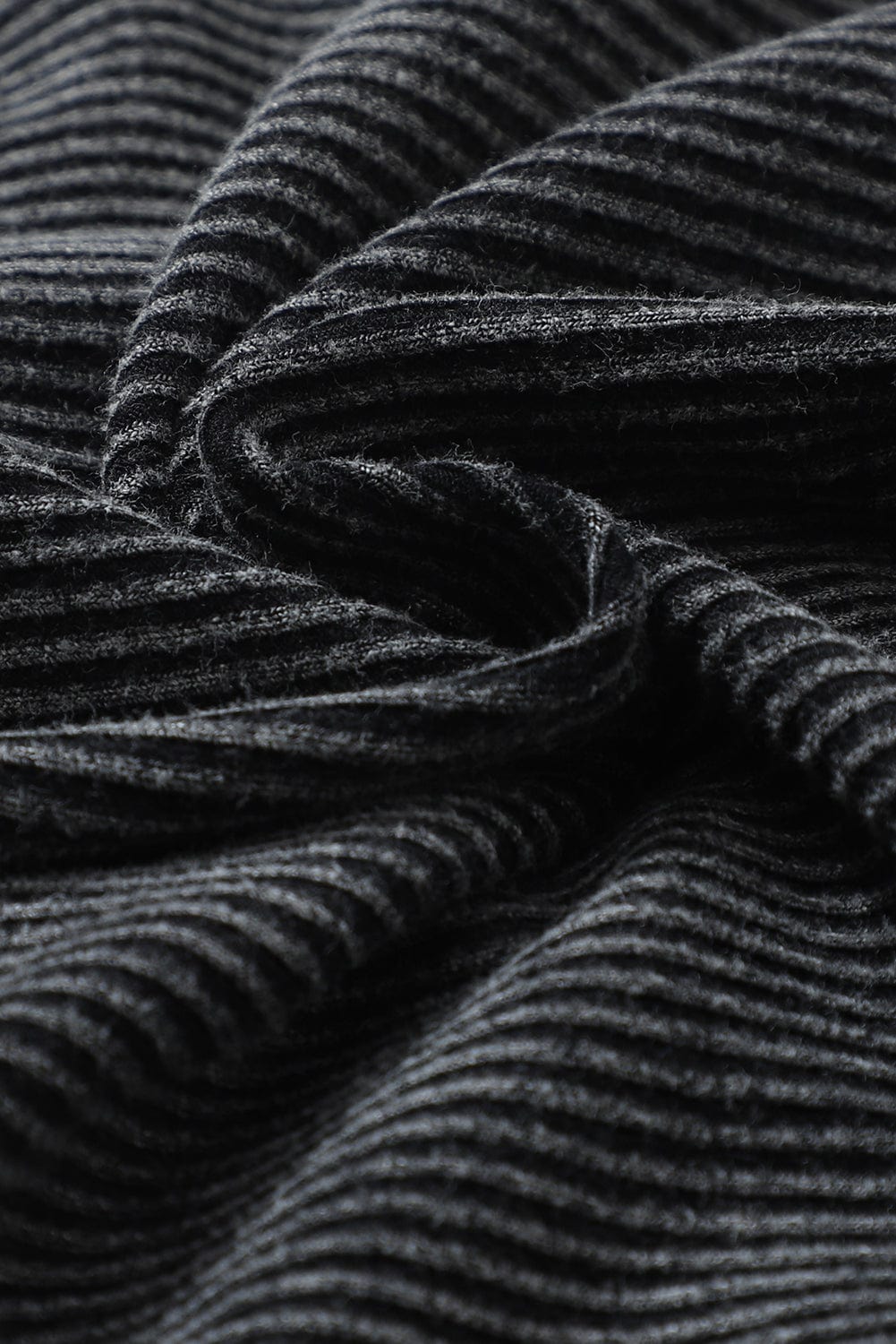 Dark Grey Ribbed Knit Henley