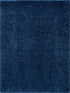 Alfombra peluda Faina de color azul oscuro liso lavable