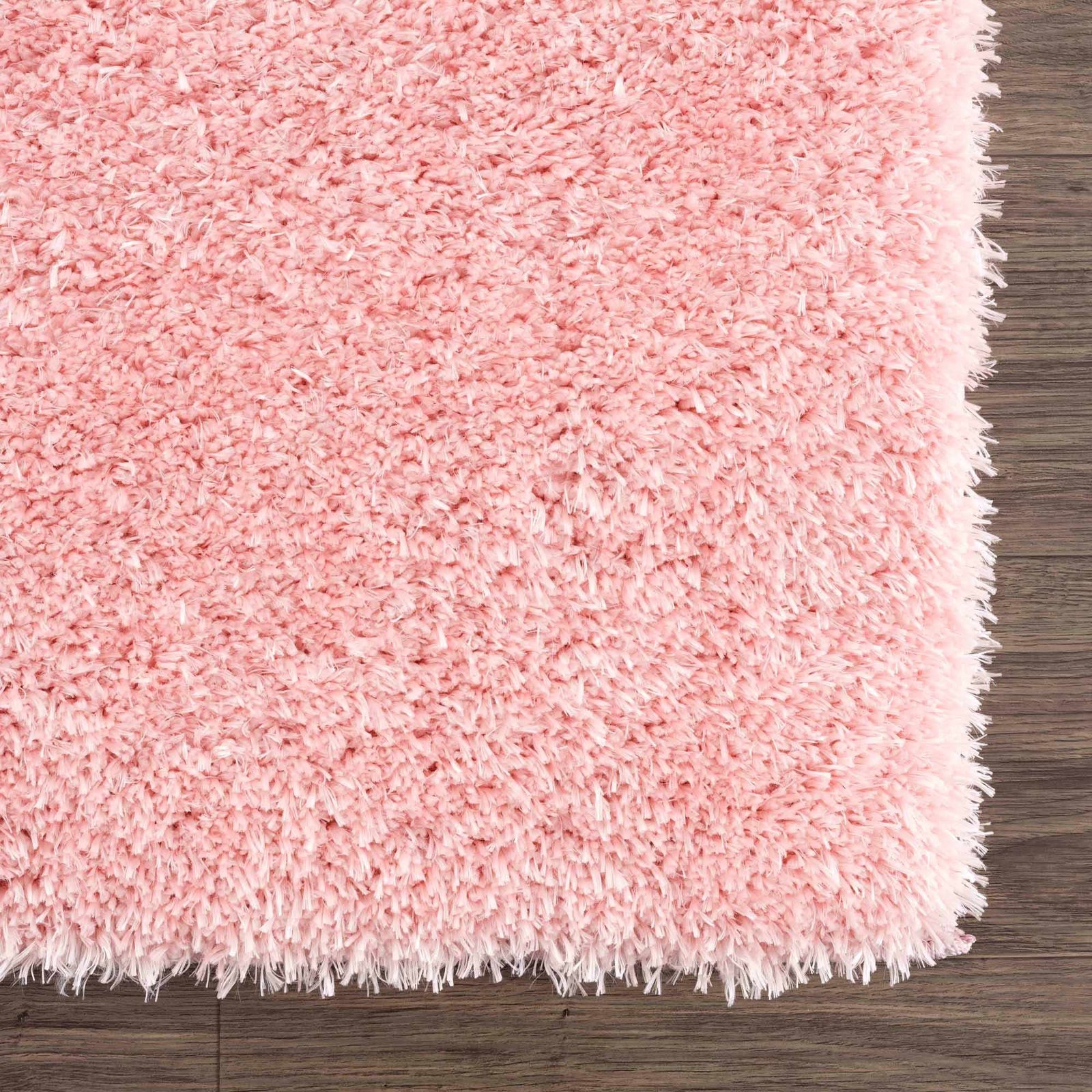 Alfombra peluda lavable Faina de color rosa sólido