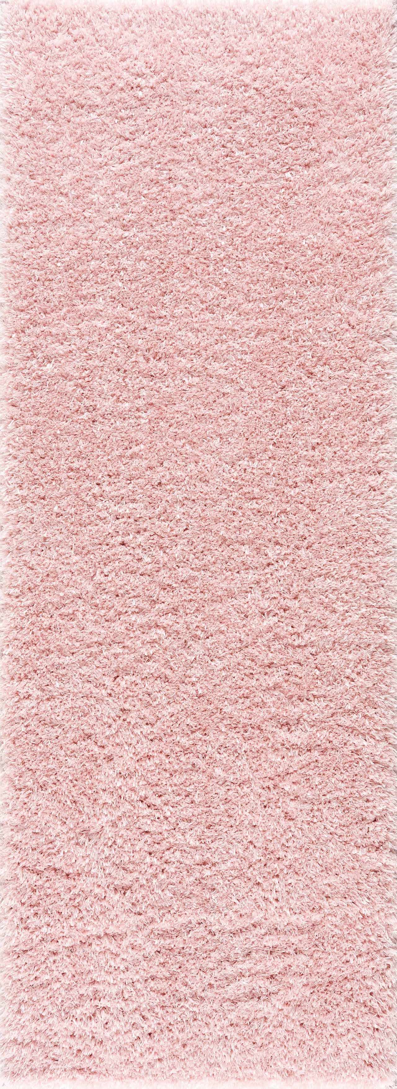 Alfombra peluda lavable Faina de color rosa sólido