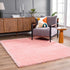 Alfombra peluda lavable Faina de color rosa sólido