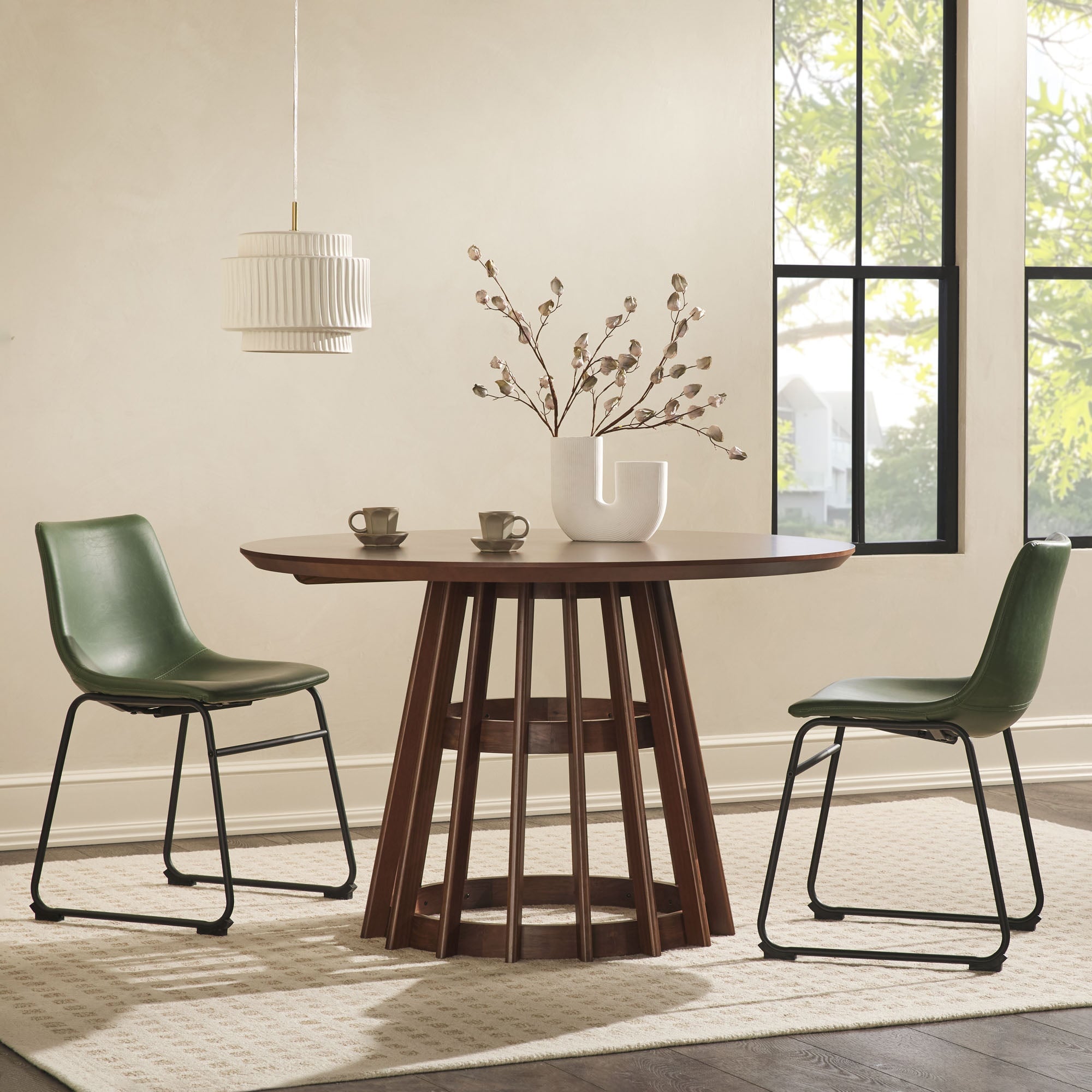 Mesa de comedor moderna redonda de madera maciza de 48 pulgadas